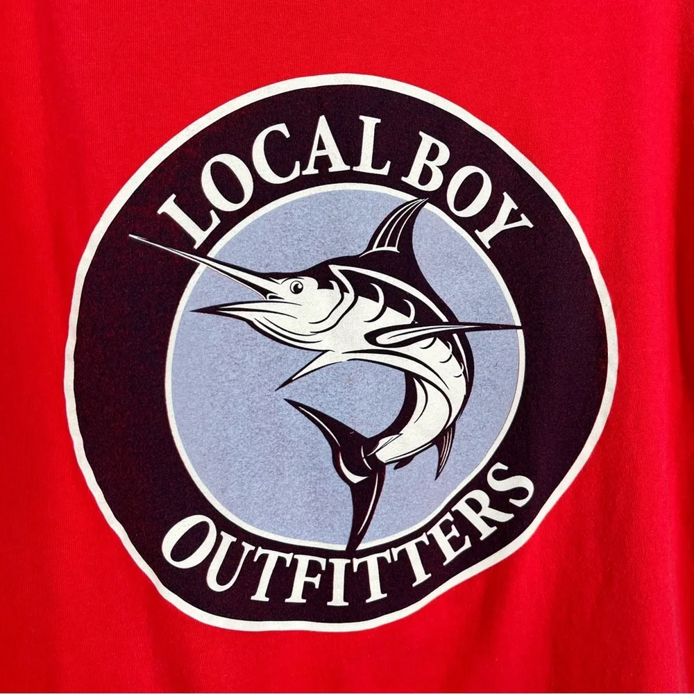 Local Boy Outfitters Red Swordfish Logo Short Sleeve Crewneck Pocket T-Shirt L - Picture 2 of 5